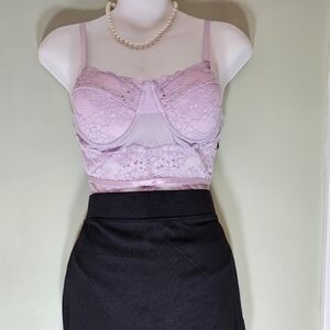 Lace strap Bodysuit and Black Pencil Skirt